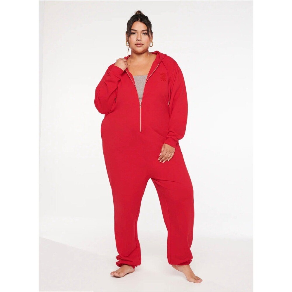 Savage X Fenty Forever Savage Hooded Onesie - Goji Berry Red